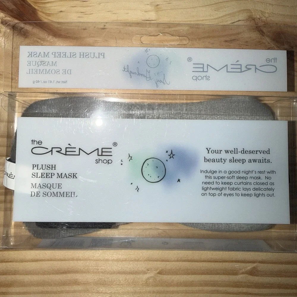 NEW THE CREME SHOP Say Goodnight Gray Plush Sleep Mask‎